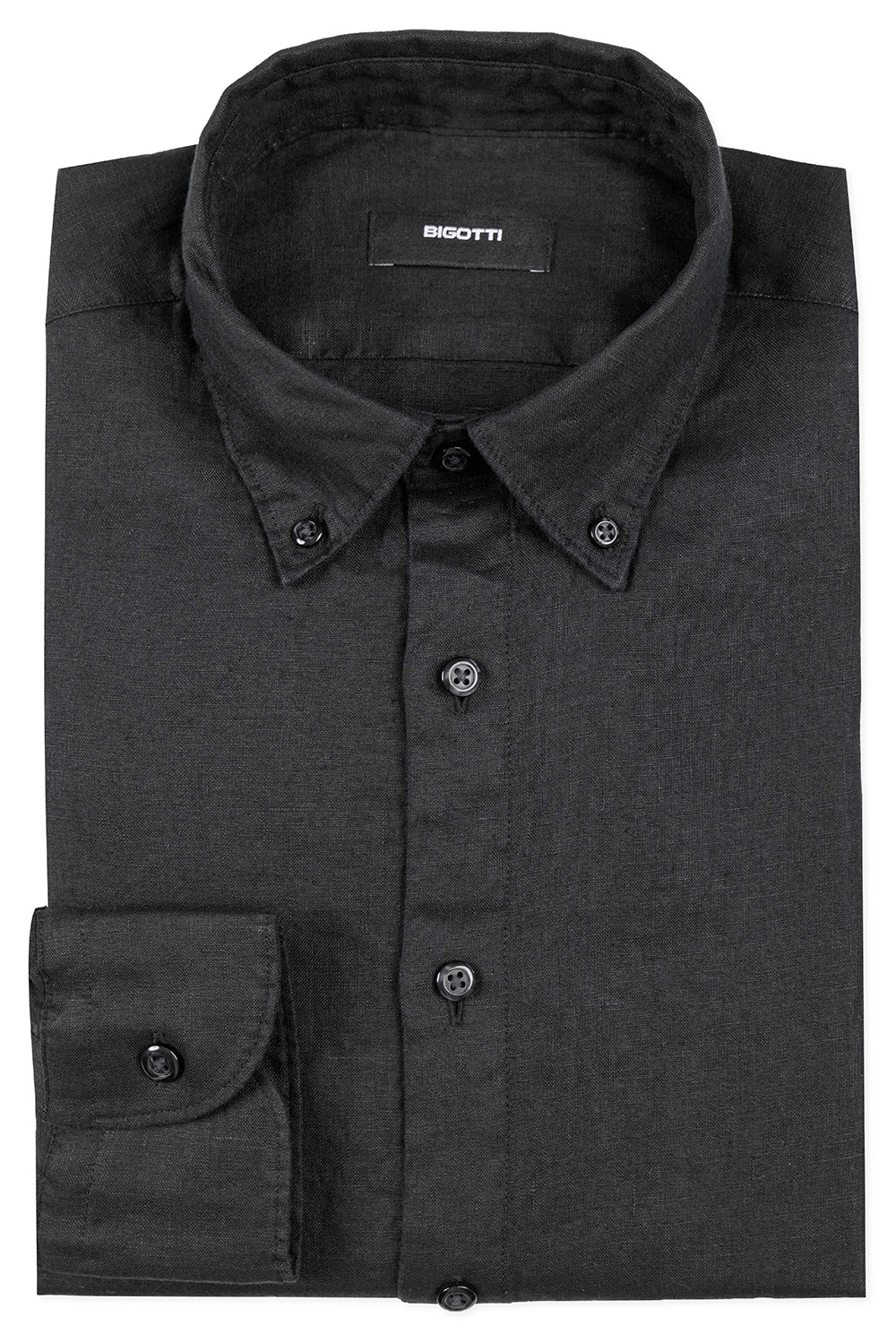 Camasa din in slim neagra uni 0