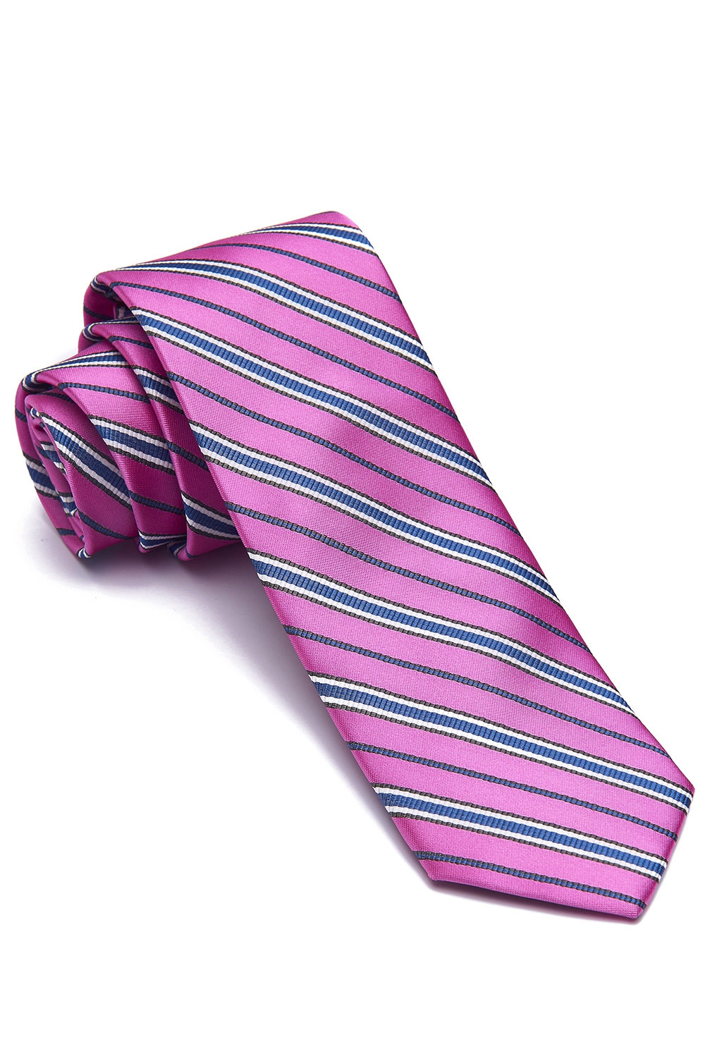 Cravata poliester roz cu dungi 0