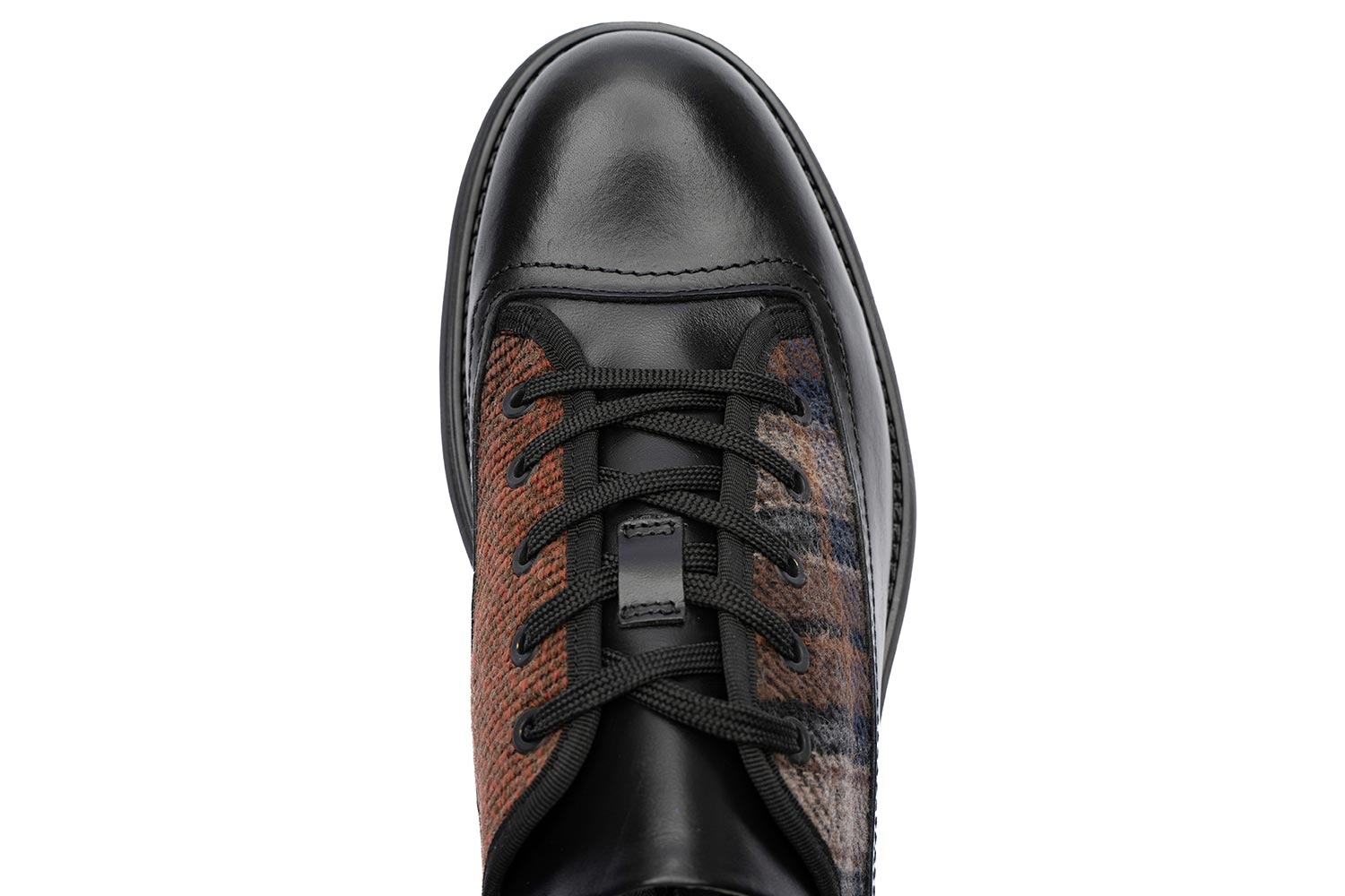 Pantofi negri piele naturala si textil talpa extra light 3