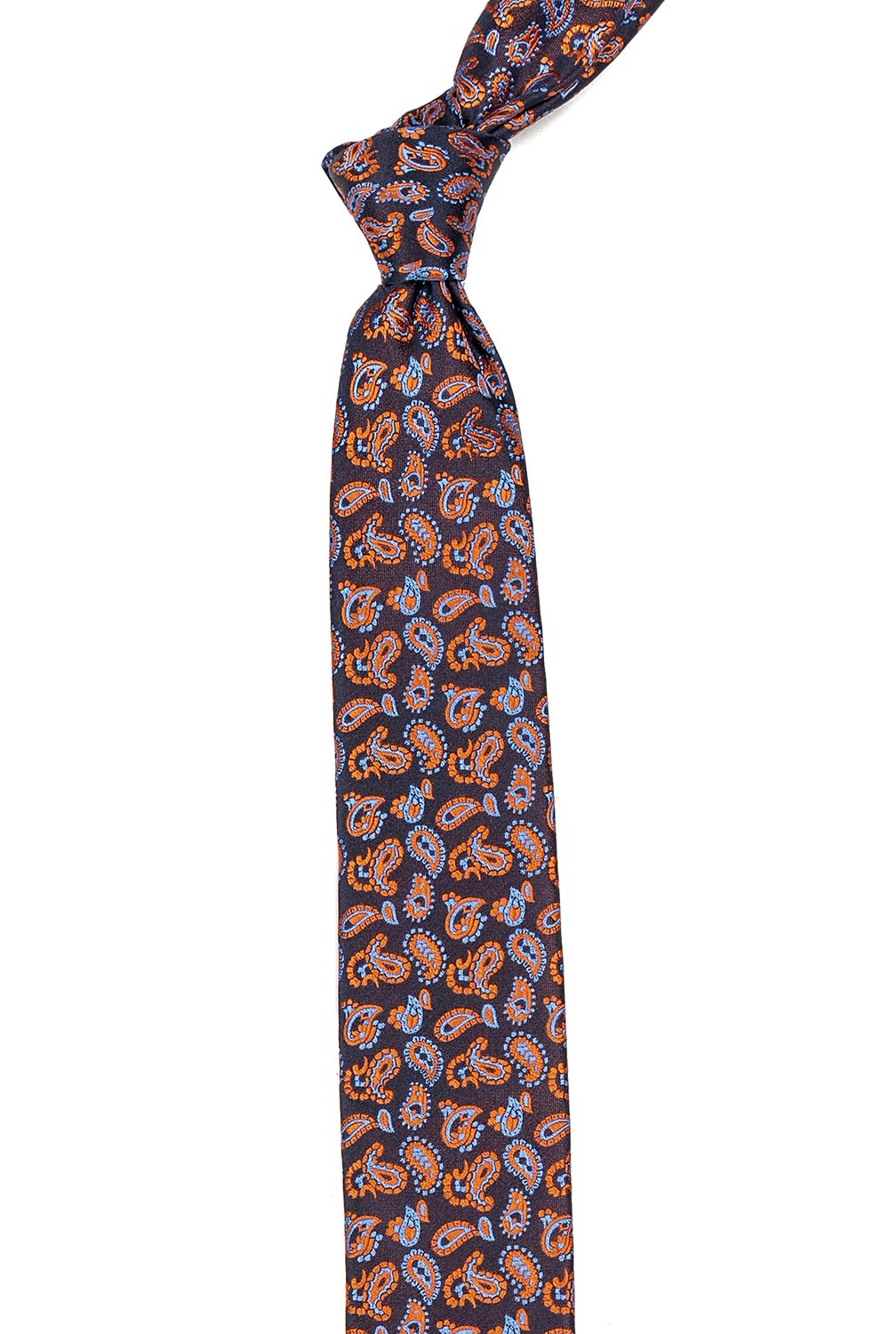 Cravata matase tesuta bleumarin print floral 1