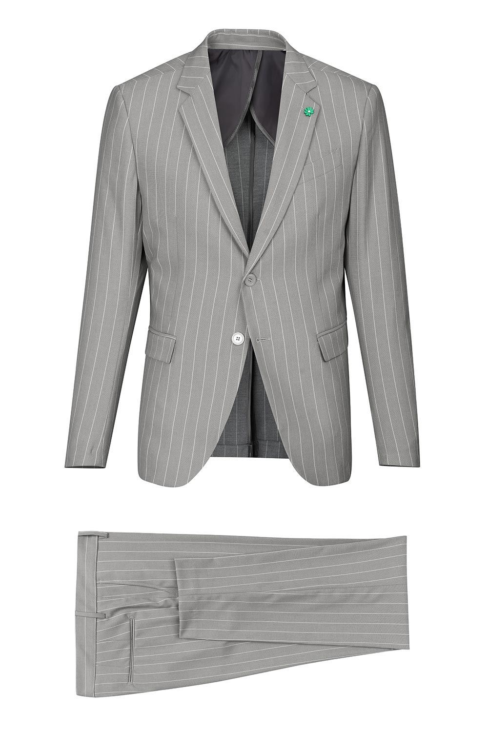 Slim body grey stripe suit 1