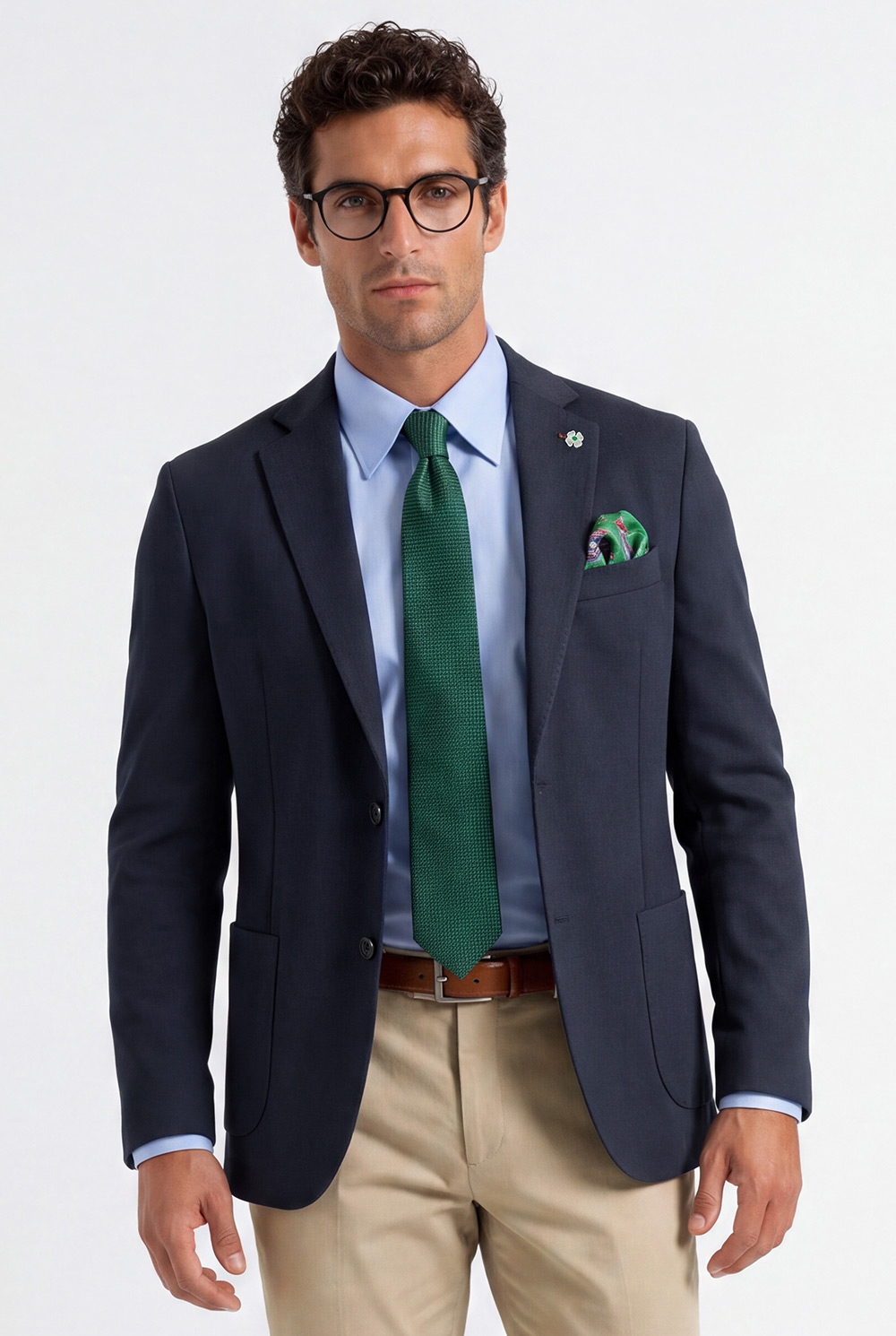 Slim body navy plain blazer 0