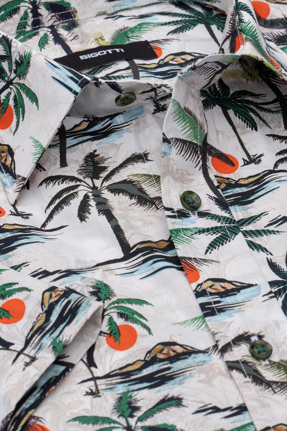 Camasa slim maneca scurta alba print geometric 2