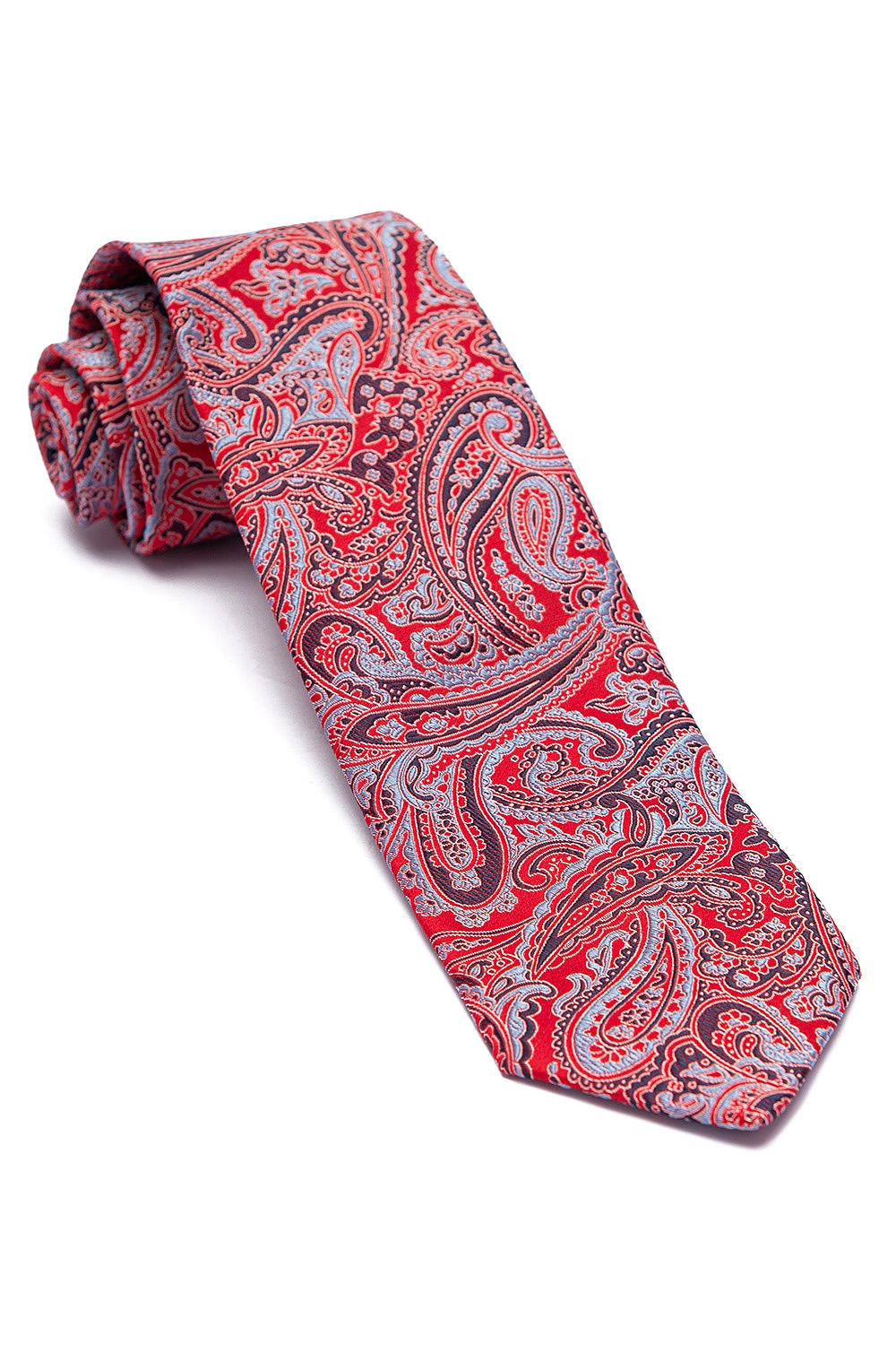 Cravata poliester tesut rosie print floral 0