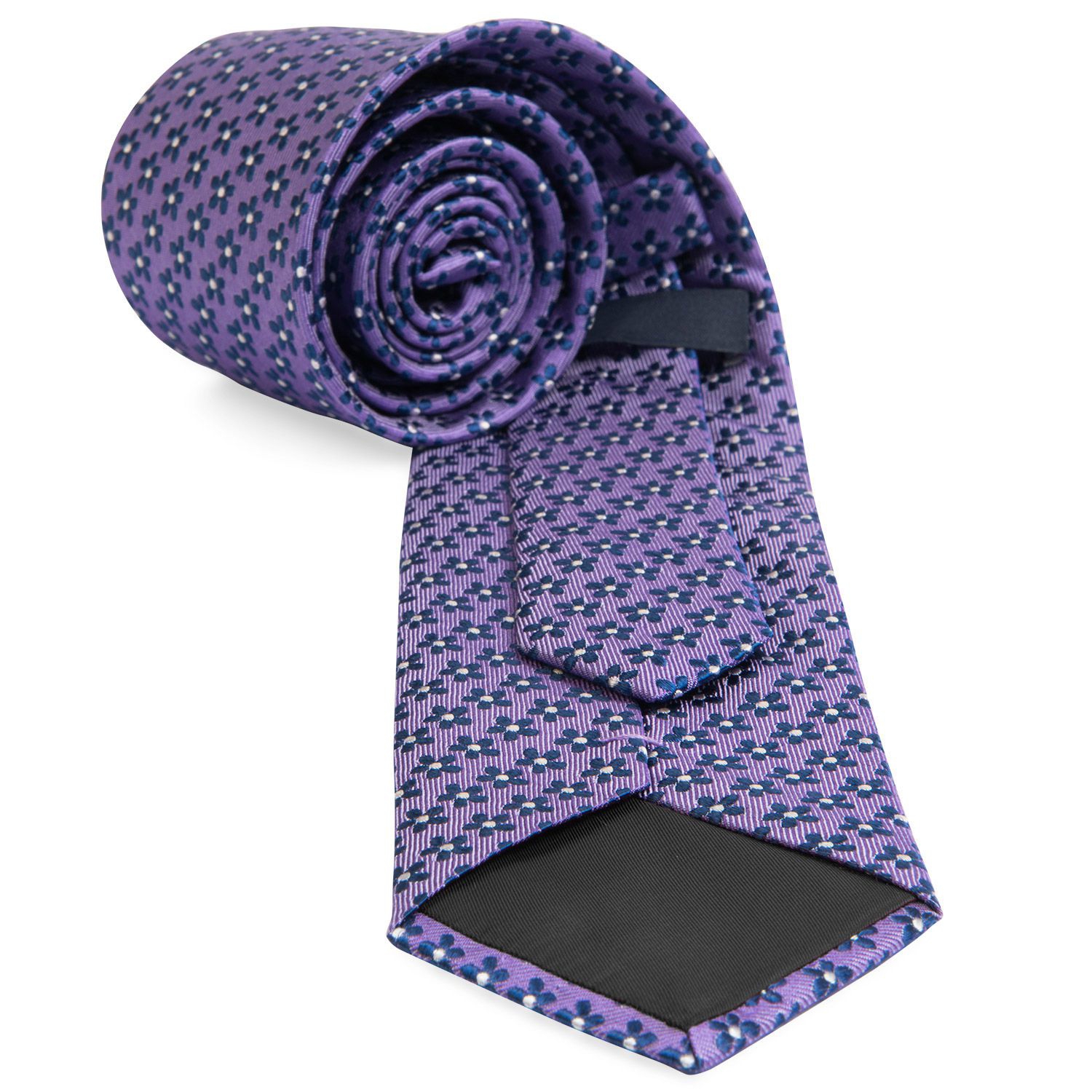 Cravata matase tesuta mov print floral 3