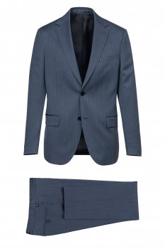 Costum slim albastru in dungi