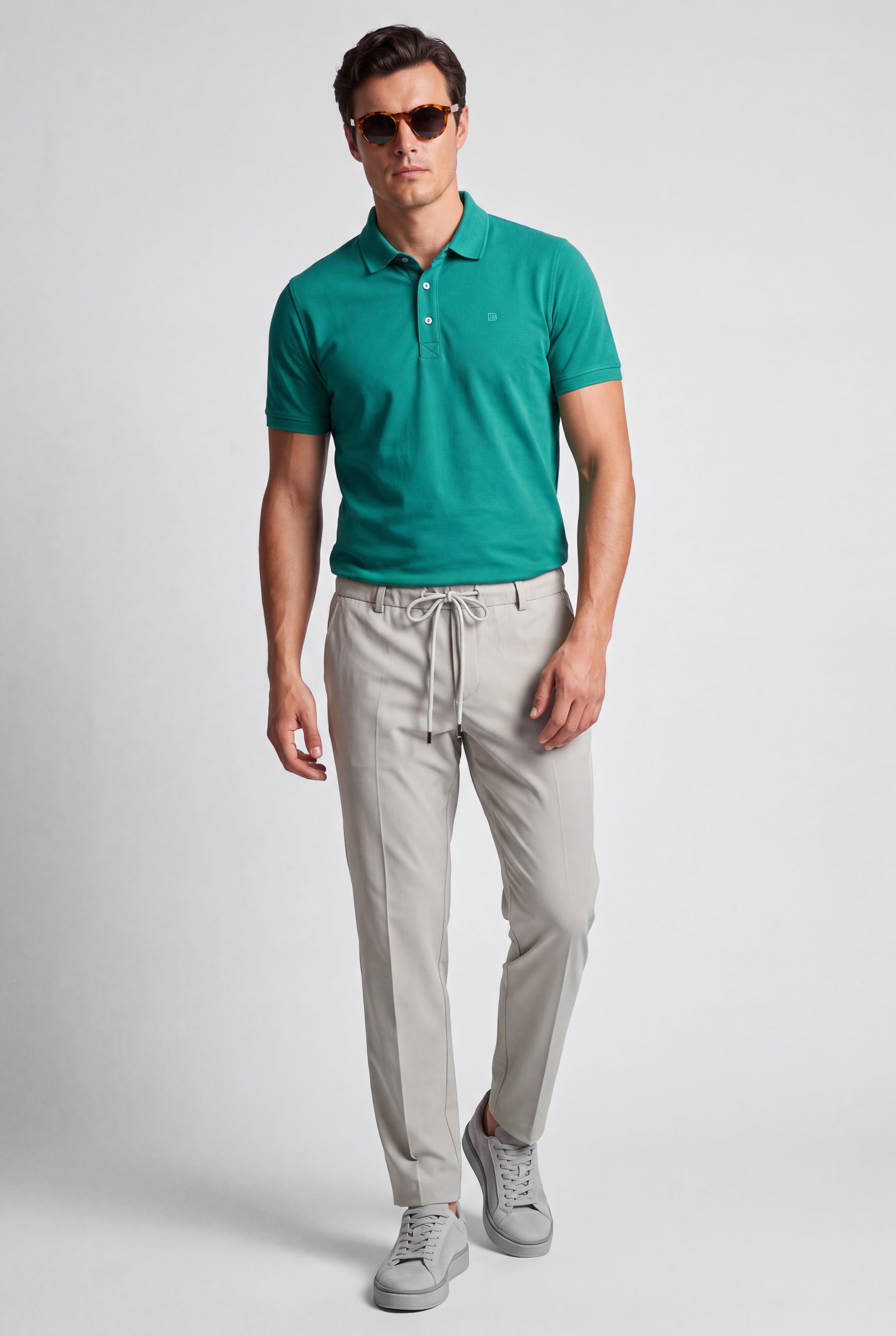Slim body grey plain trousers 0