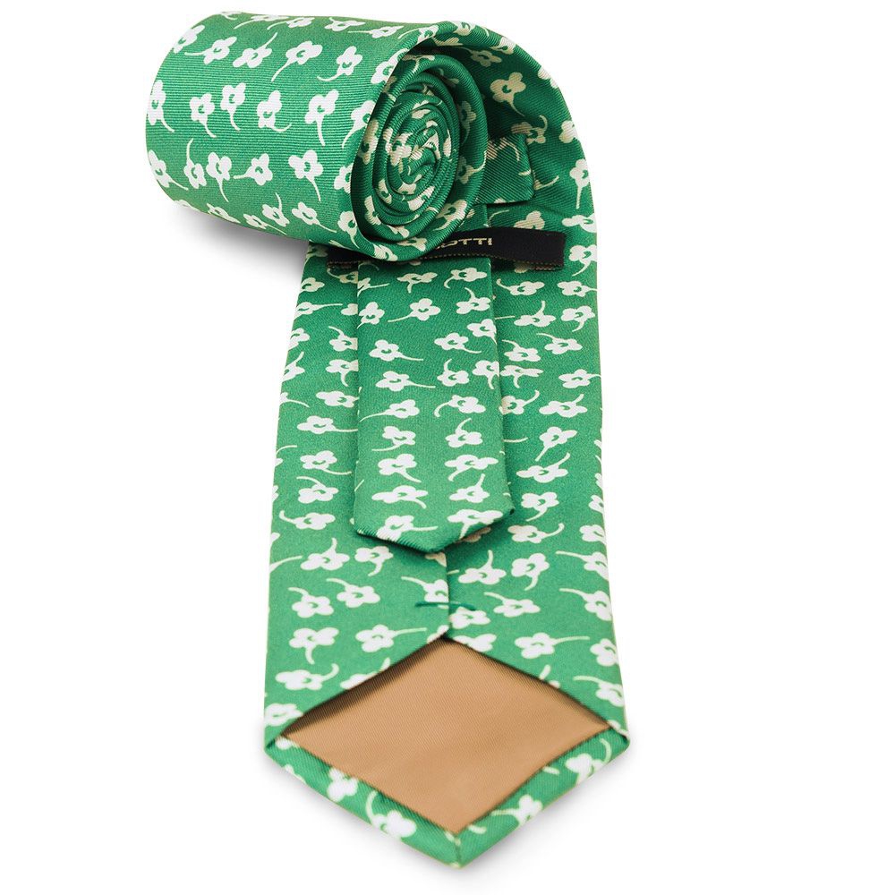 Cravata matase tesuta verde print floral 3