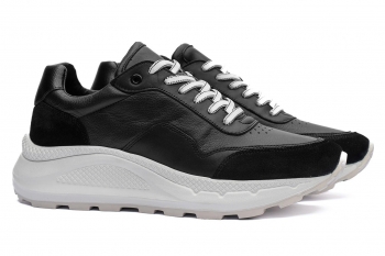 Sneakers negri piele naturala