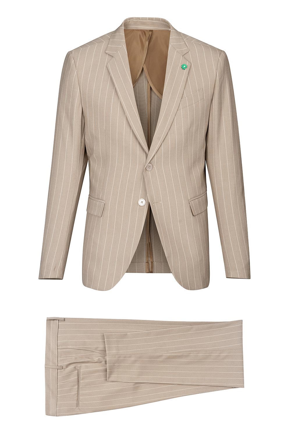Costum slim bej in dungi 1