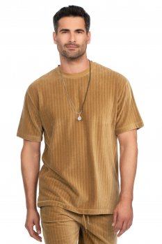 Tricou oversize bej guler rotund