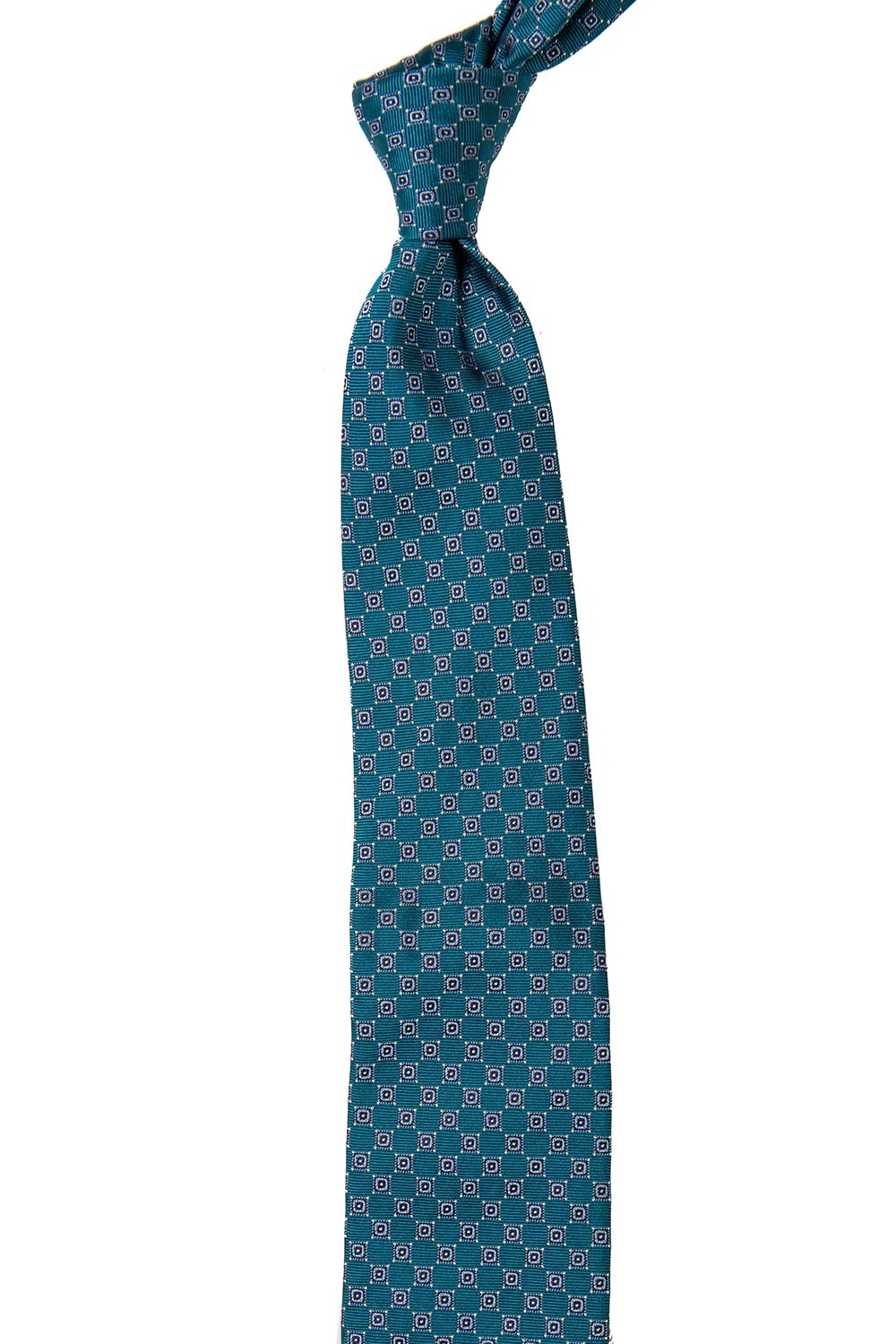 Cravata matase tesuta albastra print geometric 1