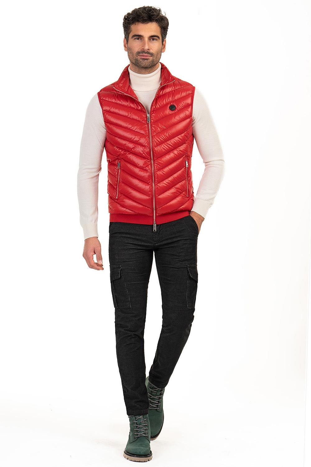 Slim body red plain waistcoat 3
