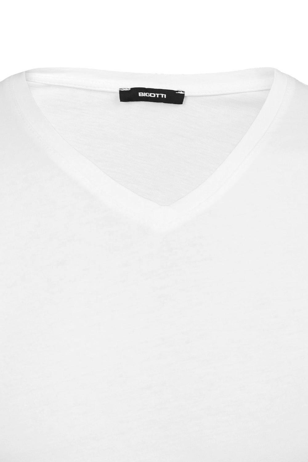 Tricou regular alb guler in v 1