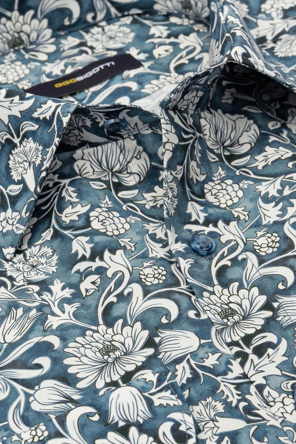 Camasa slim albastra print floral 1