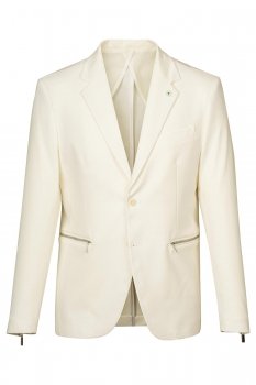 Slim body white plain blazer
