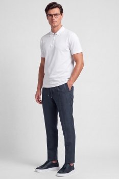 Slim body blue plain trousers