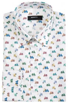 Camasa slim alba print geometric