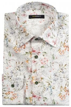 Camasa superslim alba print floral