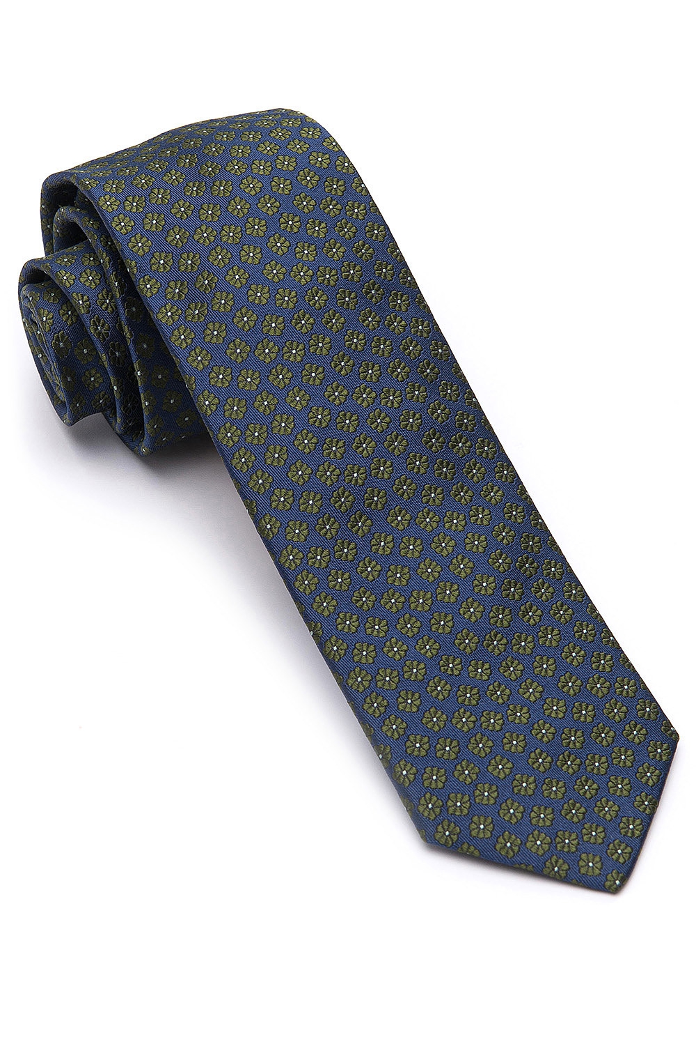 Cravata bleumarin print floral 0