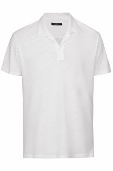 Tricou polo slim alb din in si bumbac