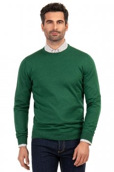 Pulover regular verde guler rotund