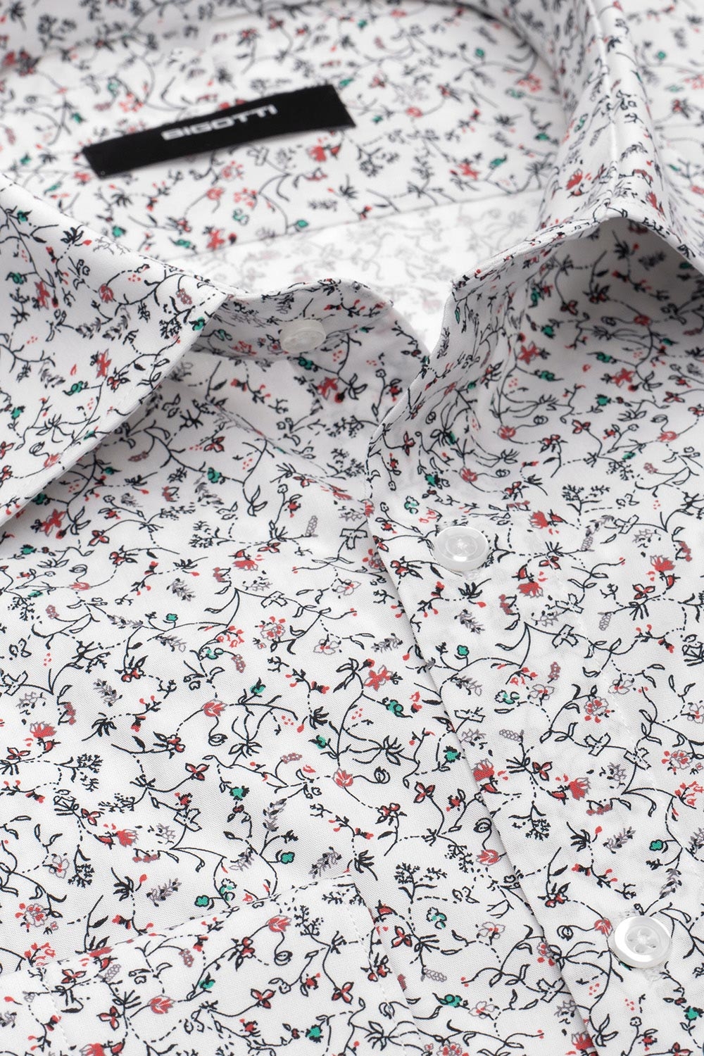 Camasa superslim alba print floral 1