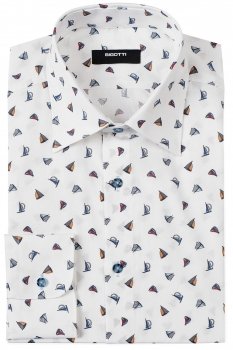 Camasa slim alba print geometric