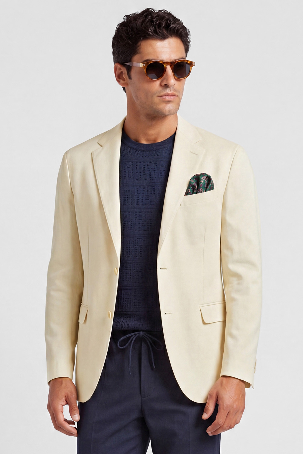 Slim body beige plain blazer 0