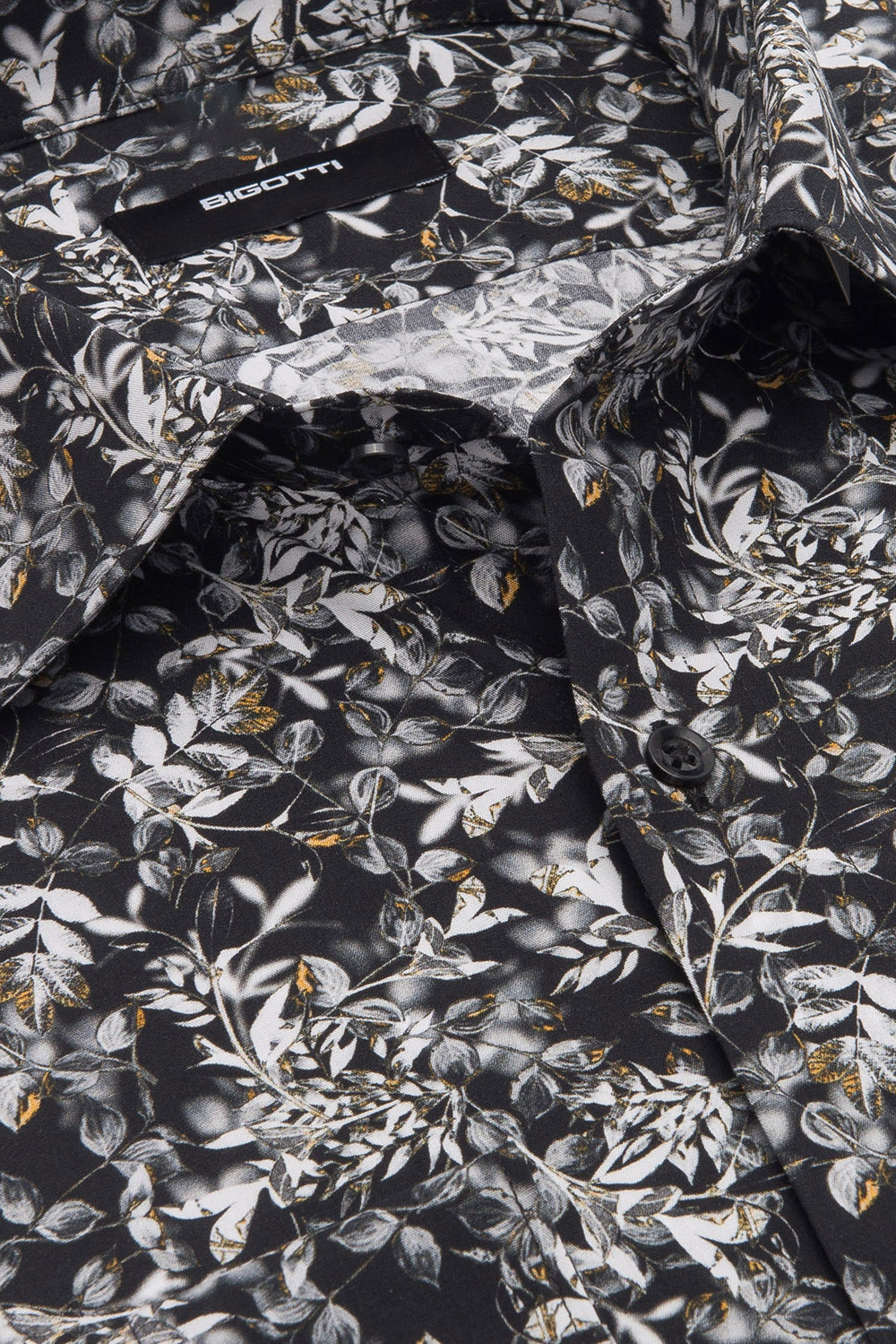 Camasa slim neagra print floral 1