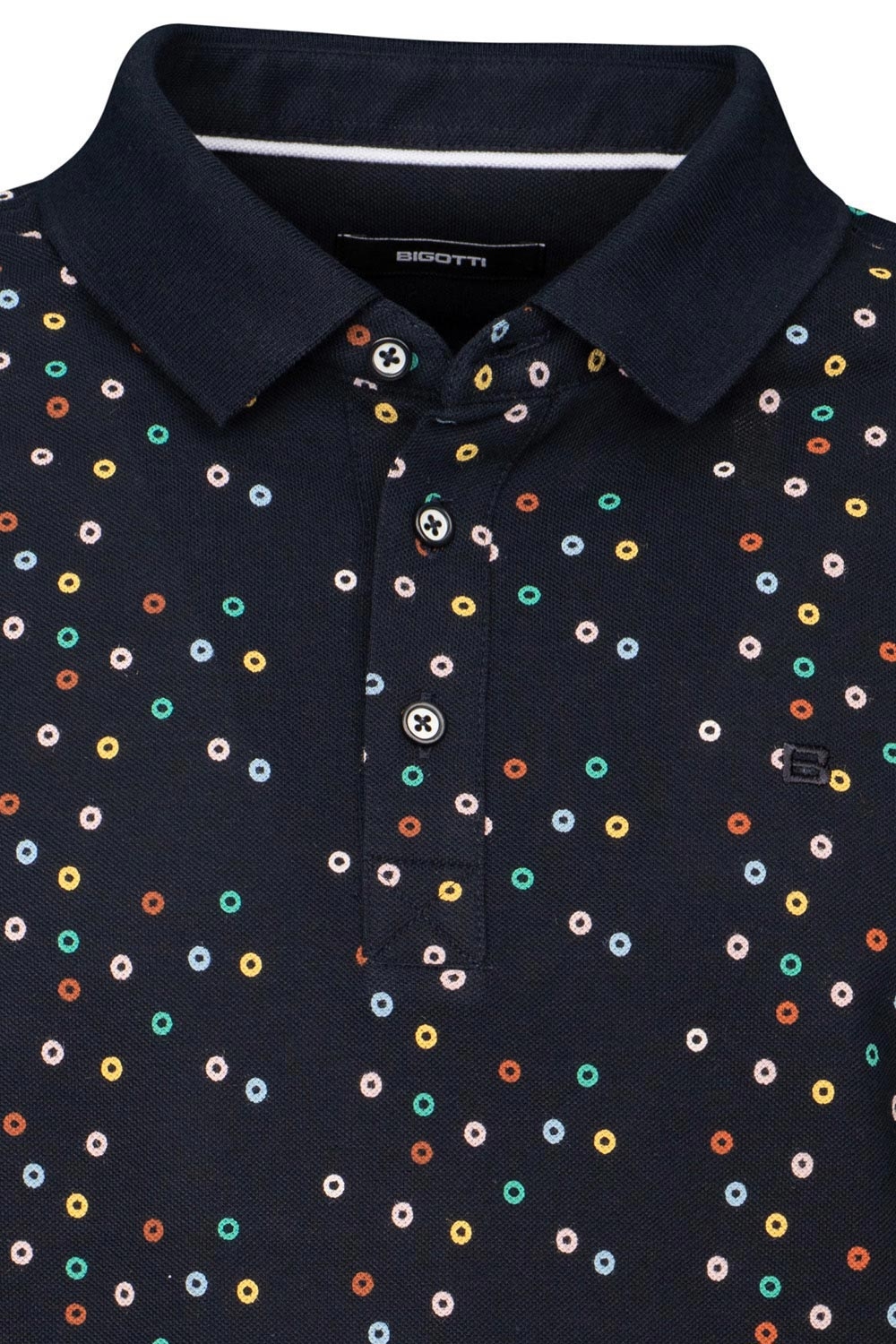 Tricou polo slim bleumarin print geometric 2