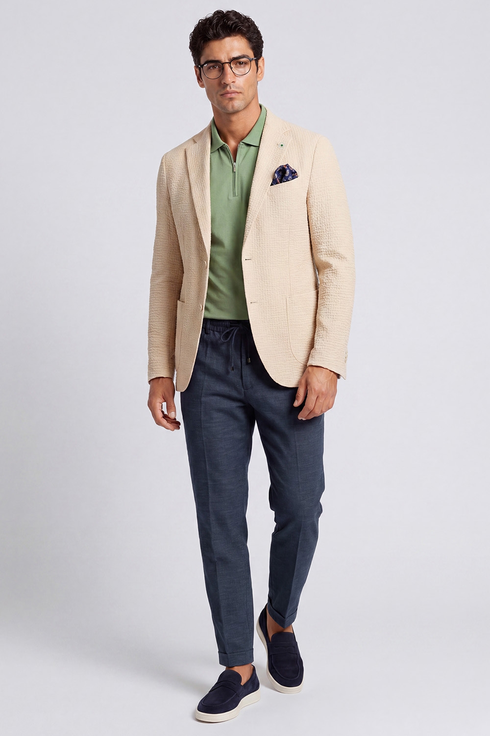 Slim body beige plain blazer 4