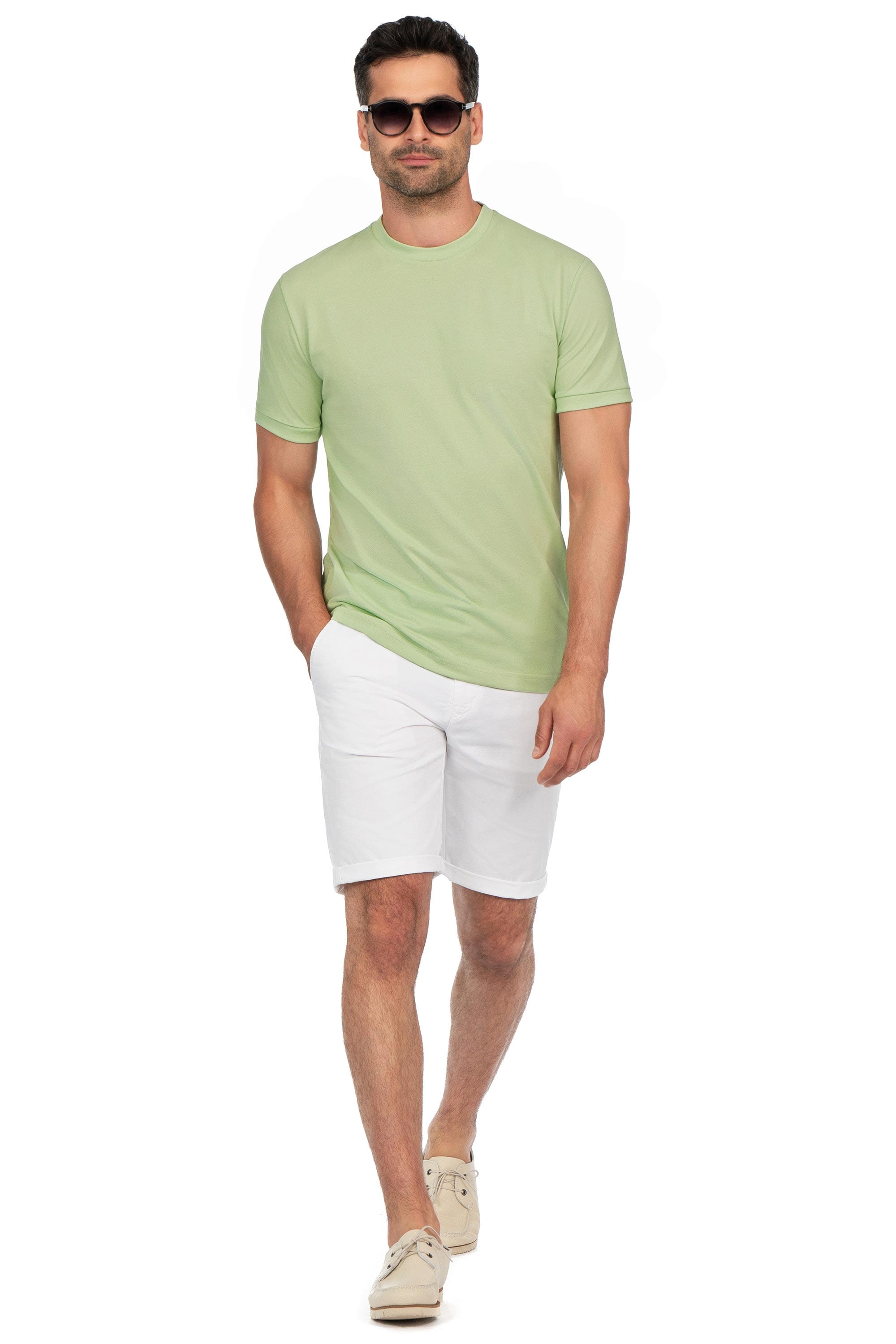 Tricou slim verde guler rotund 4