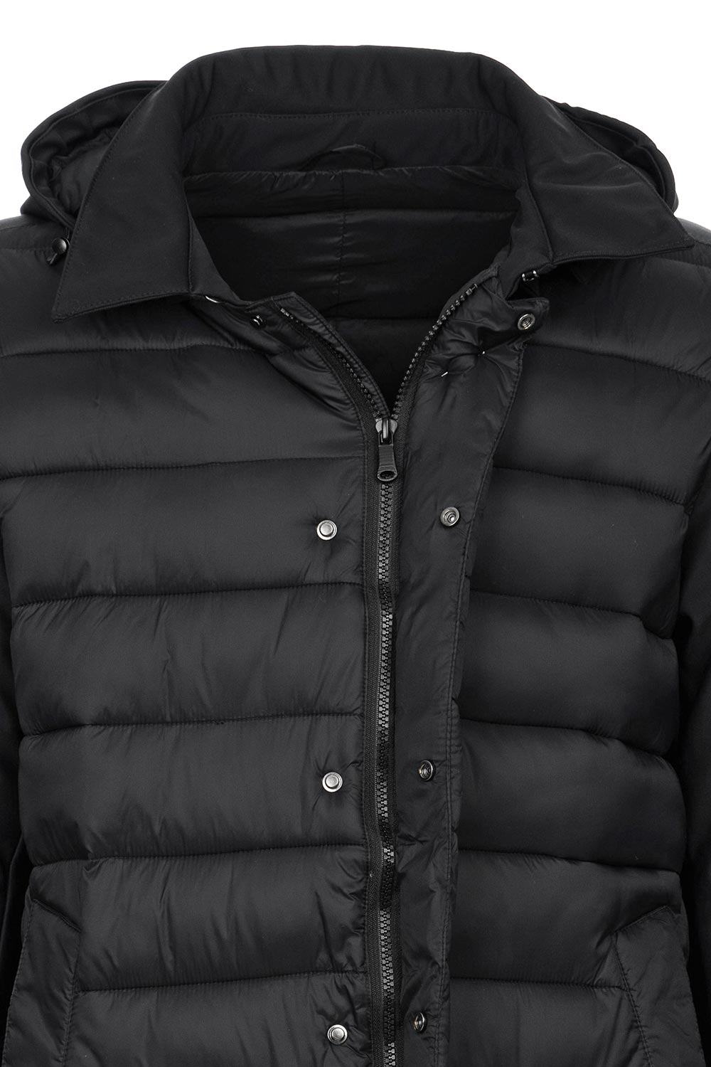 Jacheta slim neagra uni cu gluga detasabila 1