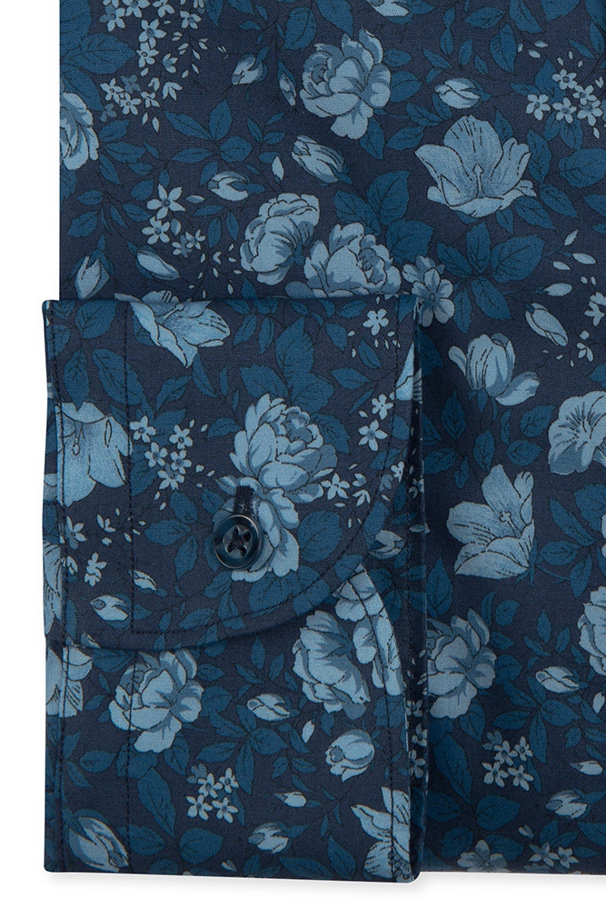 Camasa slim bleumarin print floral 2