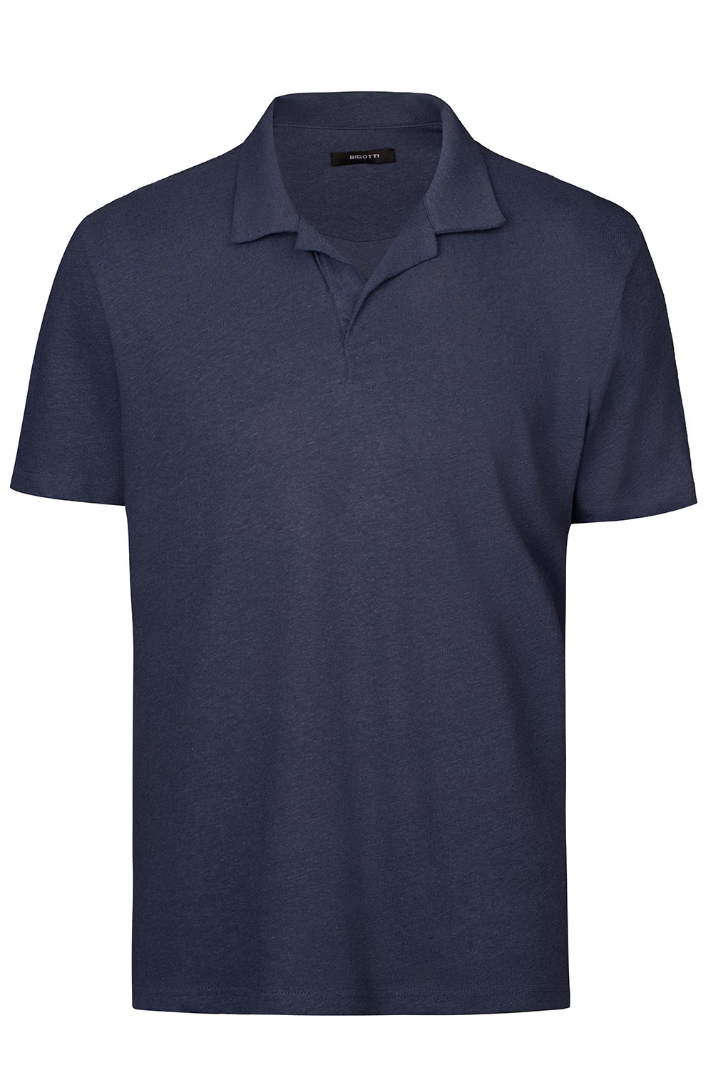 Tricou polo slim albastru din in si bumbac 0