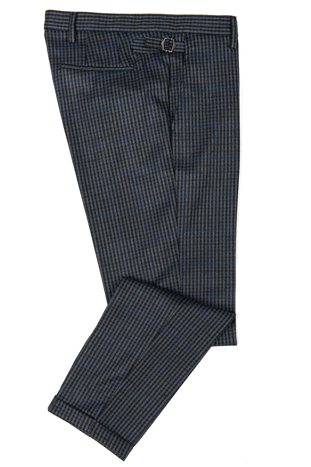 Pantaloni slim bleumarin in carouri 1