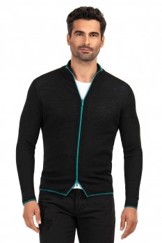 Pulover slim negru cu fermoar