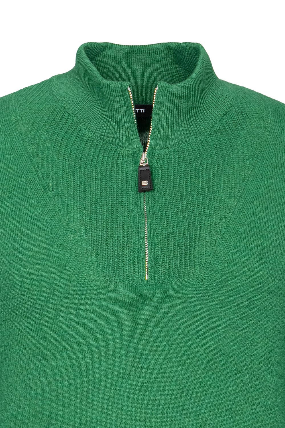 Pulover slim verde cu fermoar 1