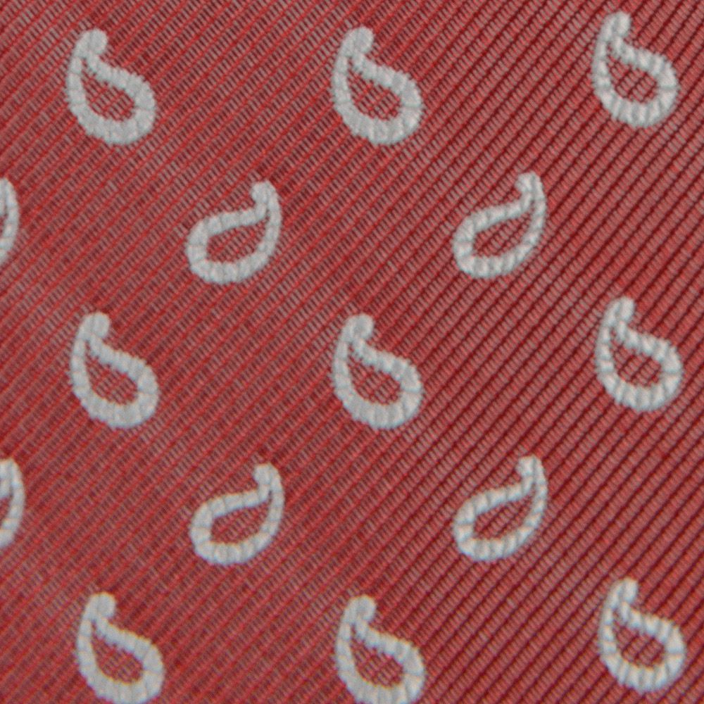 Cravata poliester rosu print paisley 1