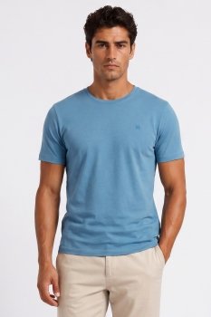 Tricou slim albastru uni