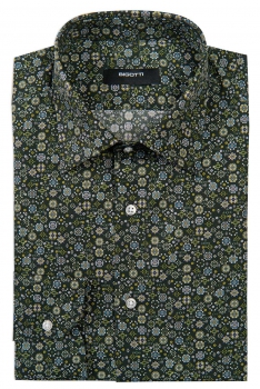Camasa superslim verde print floral