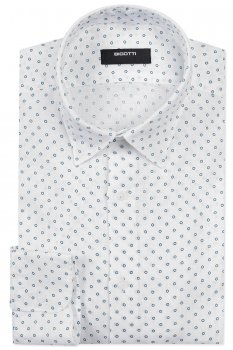 Camasa din in superslim alba print geometric
