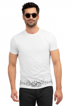 White geometric t-shirt