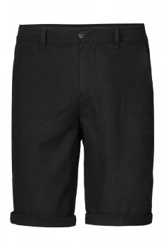 Pantaloni scurti din in slim negri uni