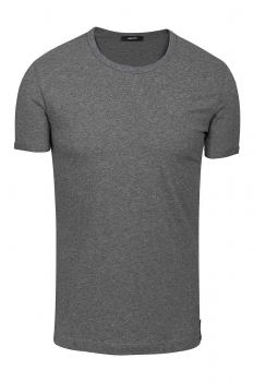 Tricou slim casual gri guler rotund