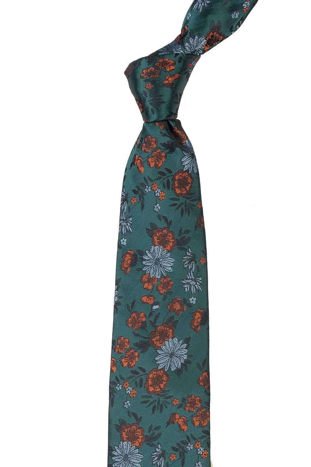 Cravata poliester tesut verde print floral 1