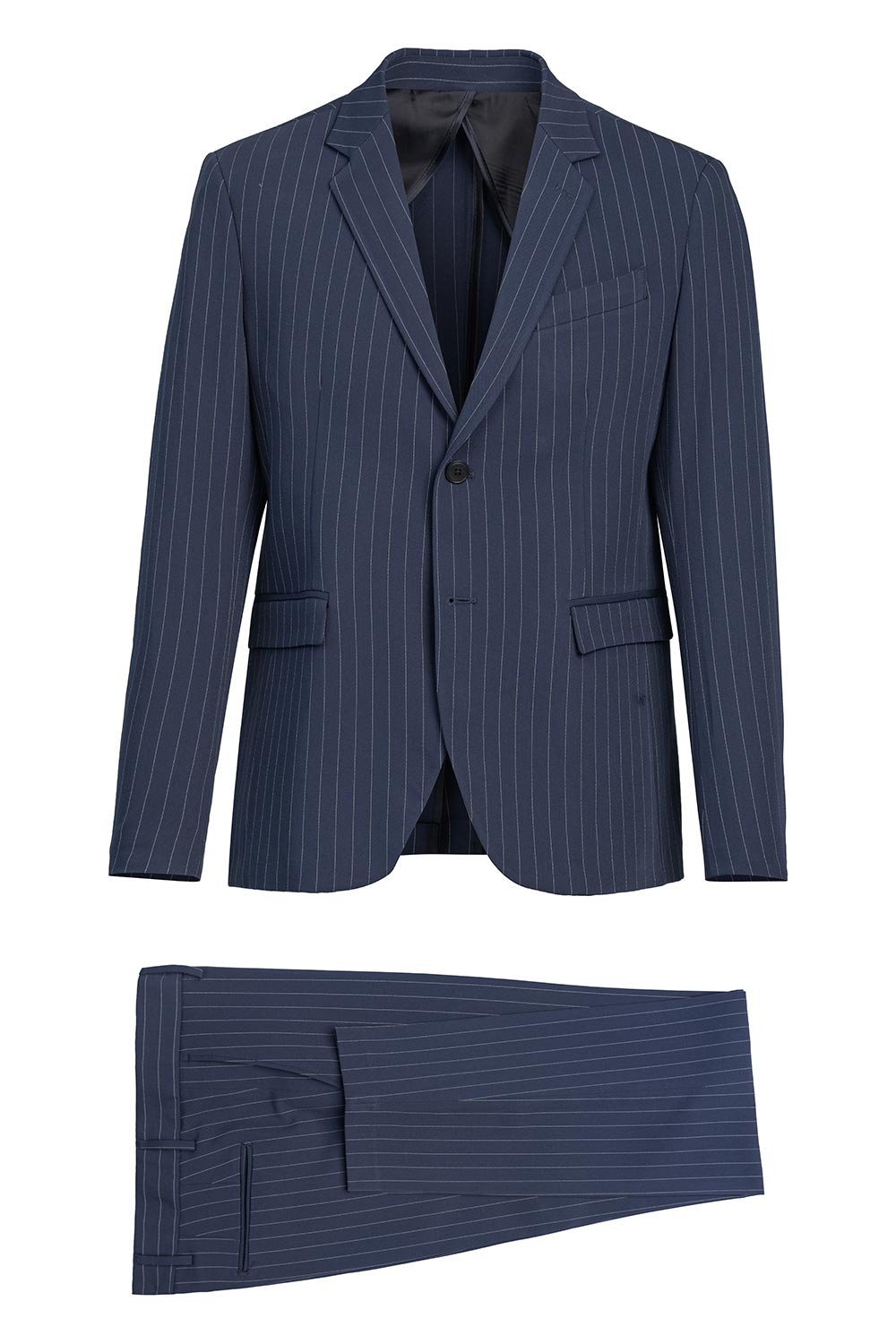 Costum slim albastru cu dungi 0