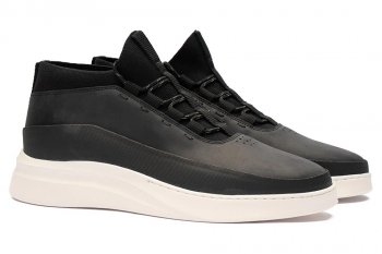 Black leather, textile, nubuck shoes