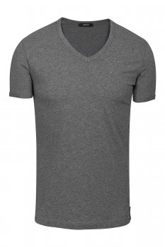 Tricou slim casual gri guler in v